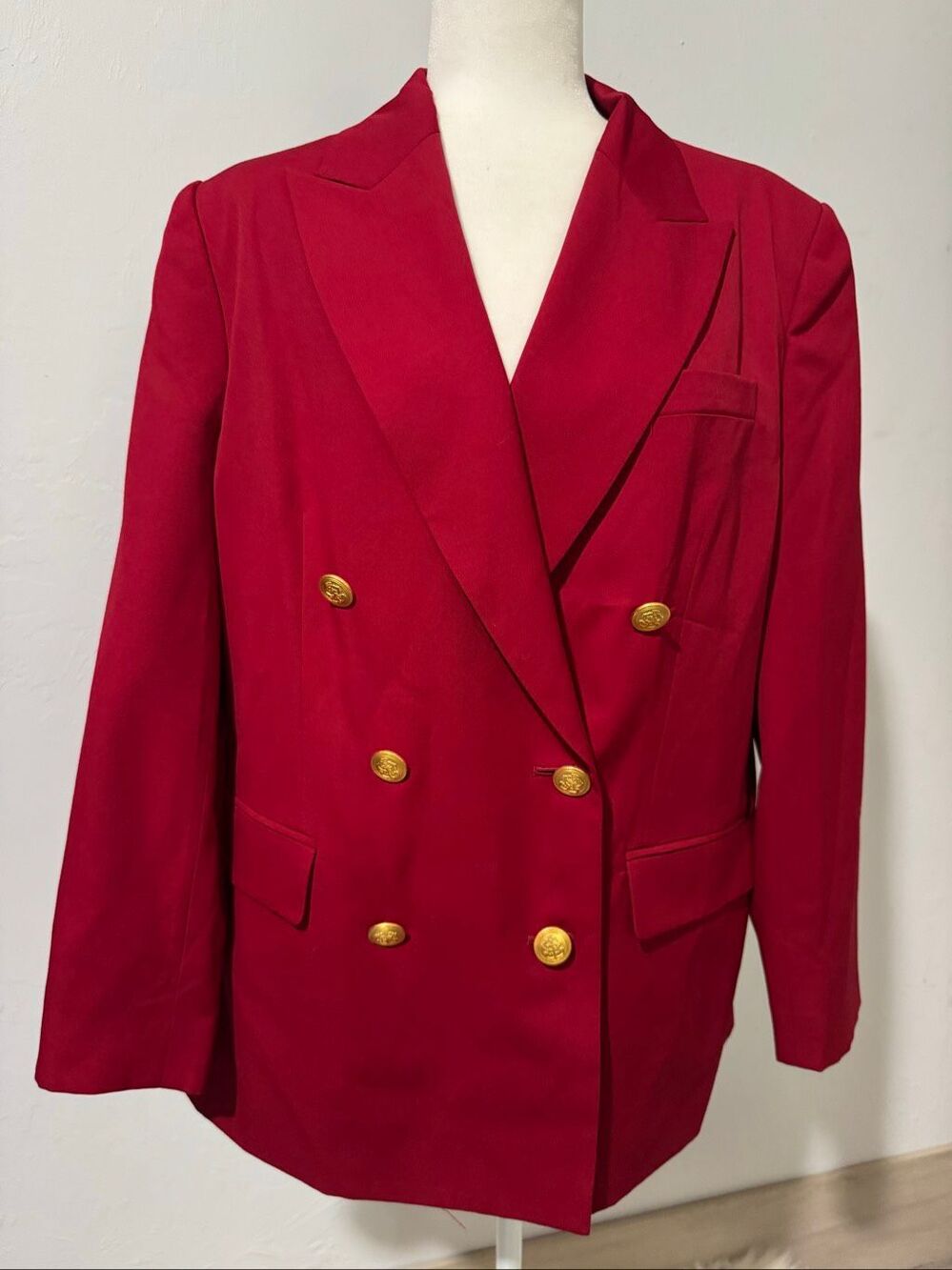 Talbots 100% pure Wool red gold button blazer 16P